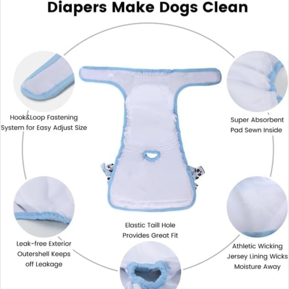 🐾 Dog Washable Reusable Female Dog Diaper Dress, New - Picture 3 of 8